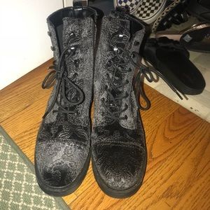 Velvet combat boots